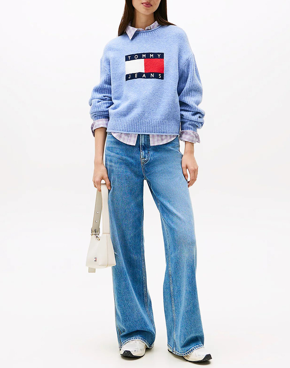 TOMMY JEANS TJW MELANGE FLAG SWEATER RIB EXT