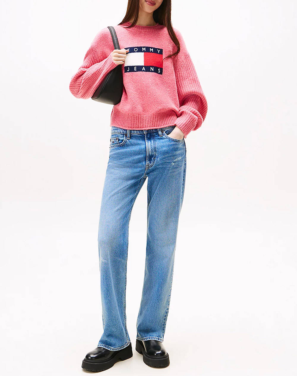 TOMMY JEANS TJW MELANGE FLAG SWEATER RIB EXT
