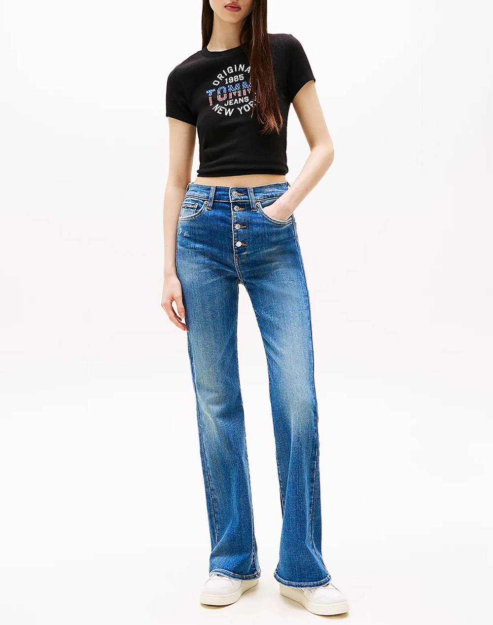 TOMMY JEANS TJW SLIM SH TOMMY NY RIB TEE