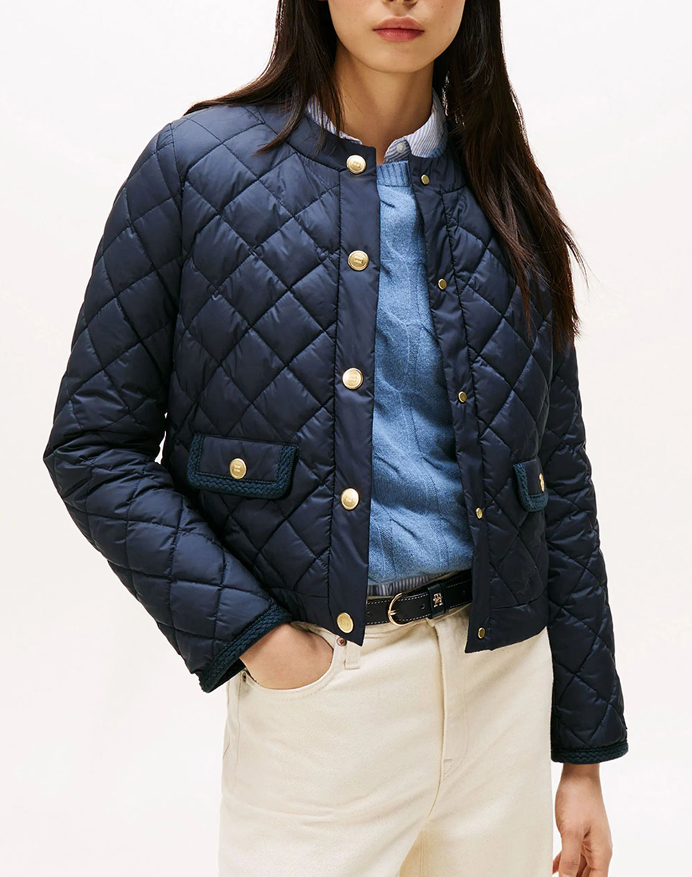 TOMMY HILFIGER G/BUTTON QUILTED REG LADY JACKET
