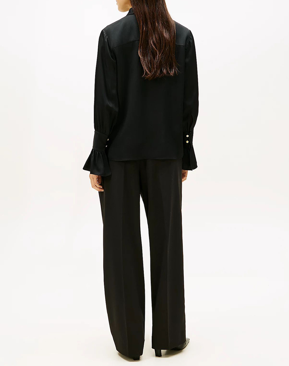 TOMMY HILFIGER SATEEN RUFFLE CUFF LS SHIRT