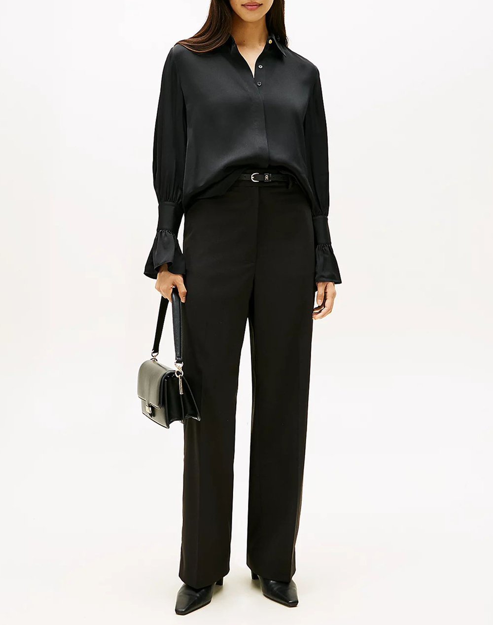 TOMMY HILFIGER SATEEN RUFFLE CUFF LS SHIRT