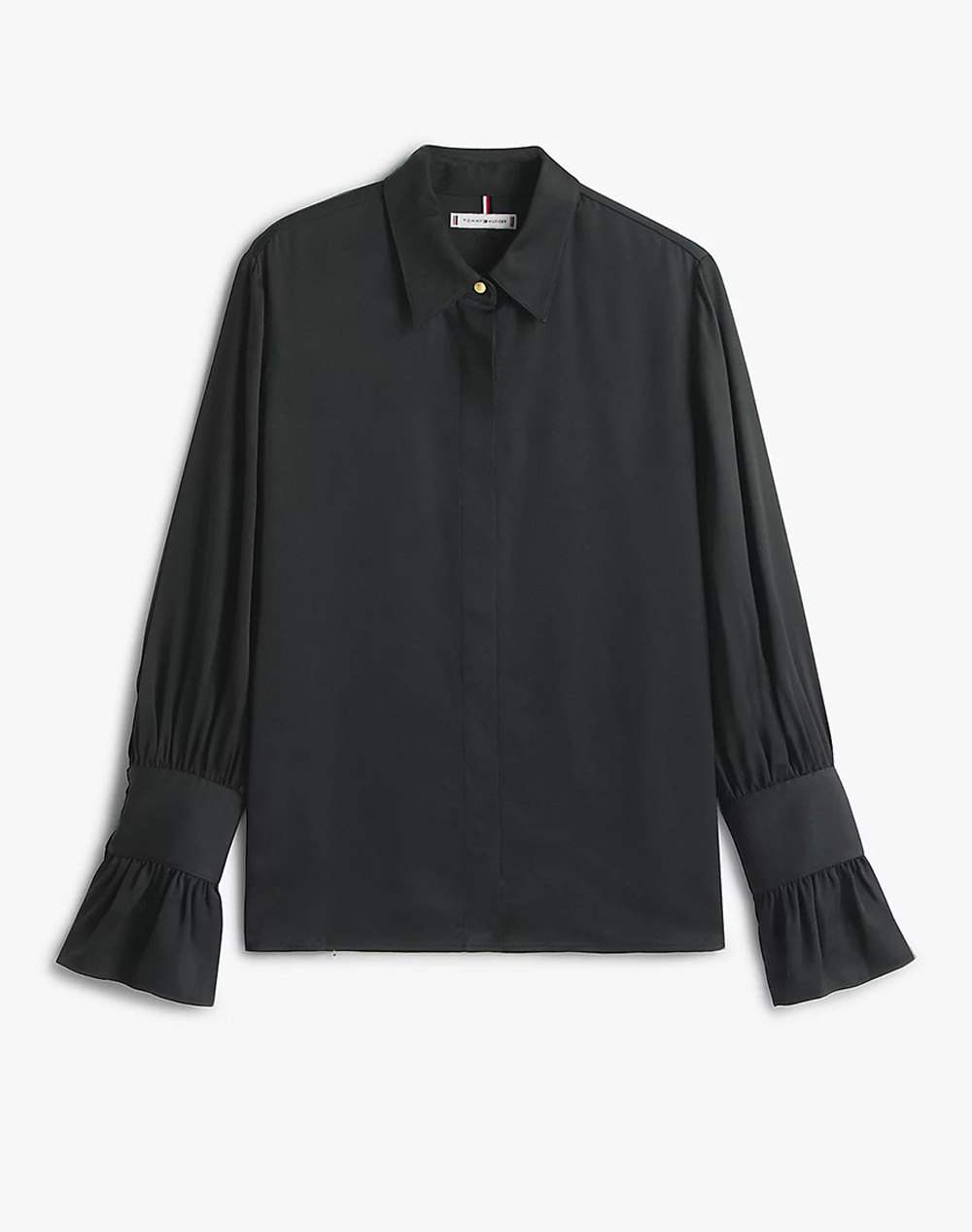TOMMY HILFIGER SATEEN RUFFLE CUFF LS SHIRT