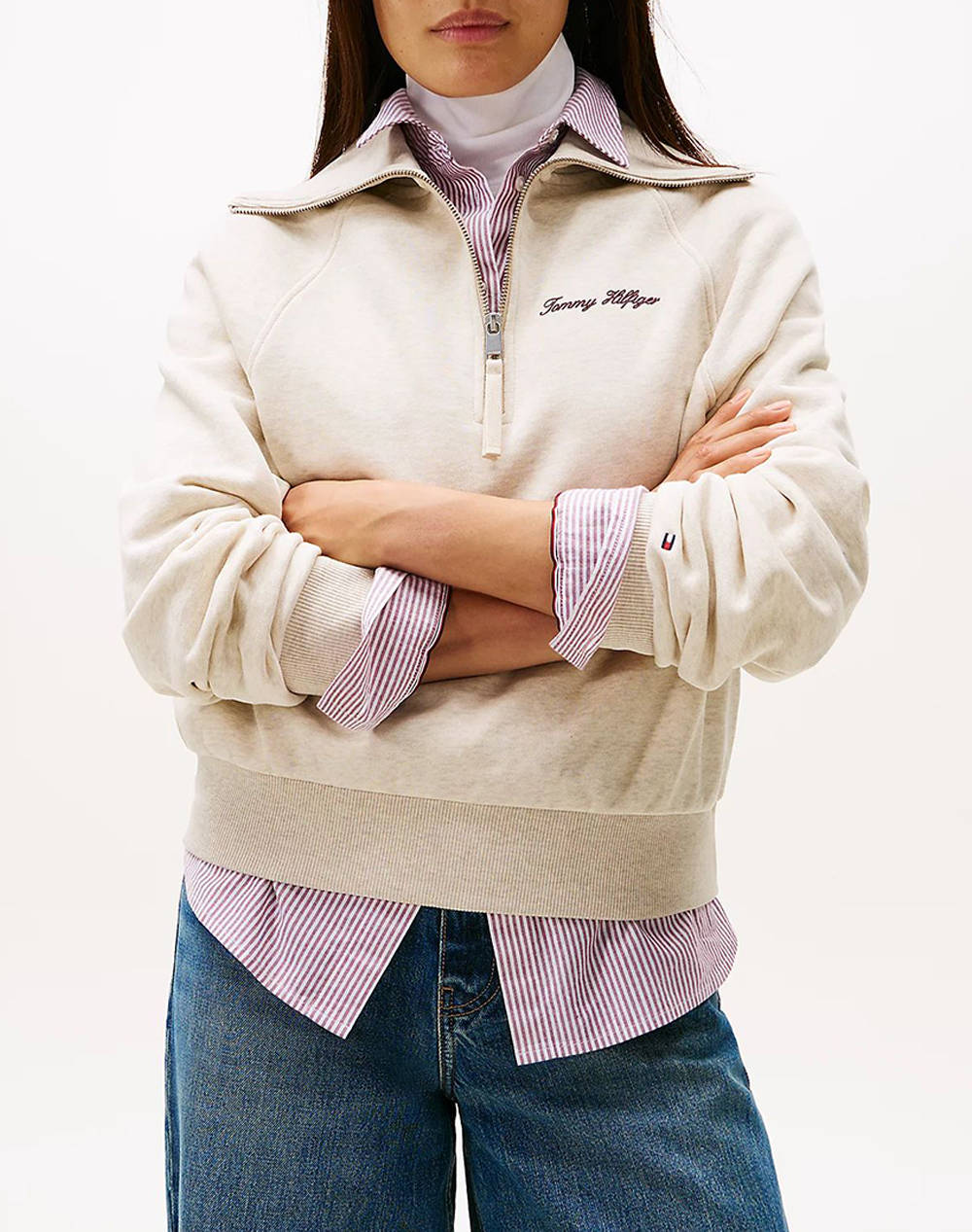 TOMMY HILFIGER CLASSIC SCRIPT FLEECE HALF-ZIP