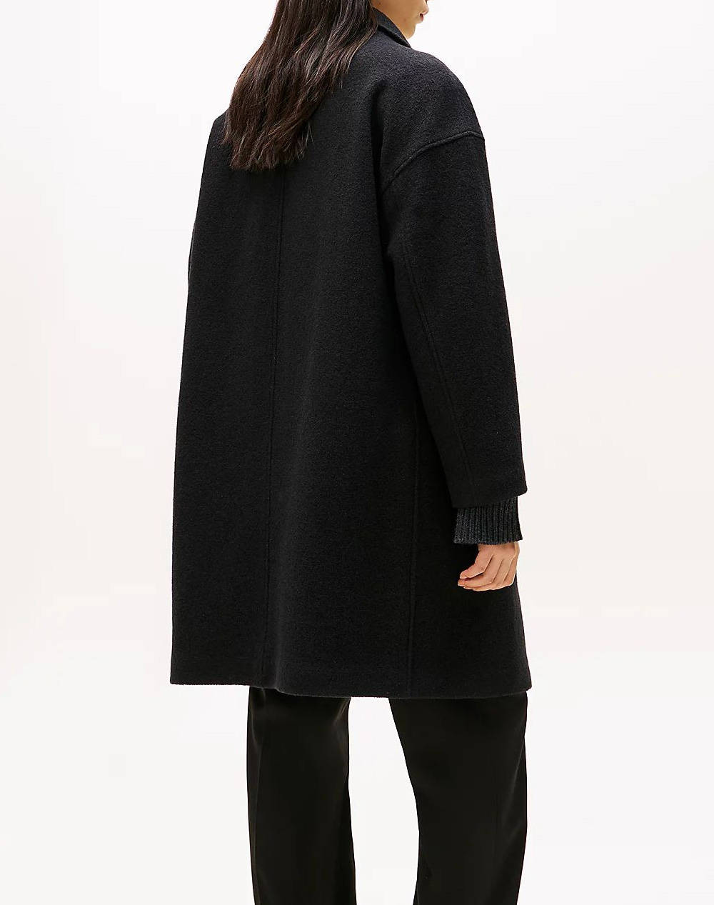 TOMMY HILFIGER WOOL TEXTURE REG FUNNEL NK COAT