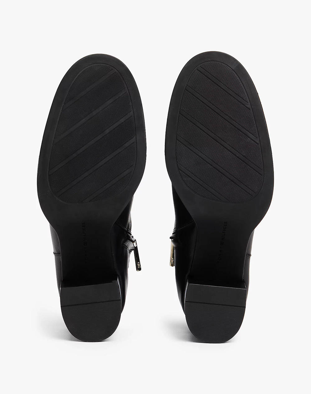 TOMMY HILFIGER STACKED HEEL LEATHER ANKLE BOOT
