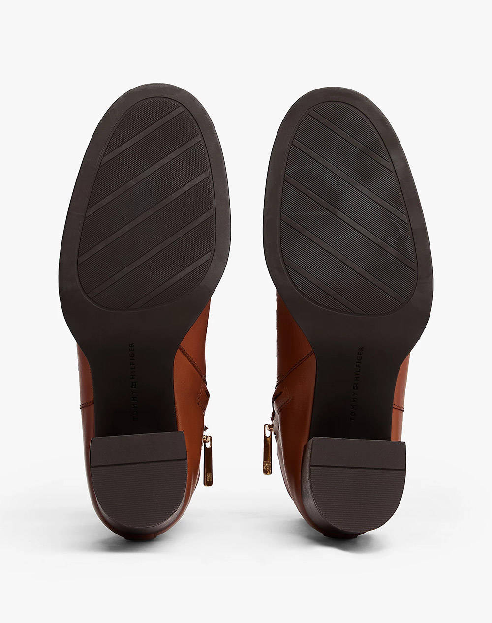 TOMMY HILFIGER STACKED HEEL LEATHER ANKLE BOOT