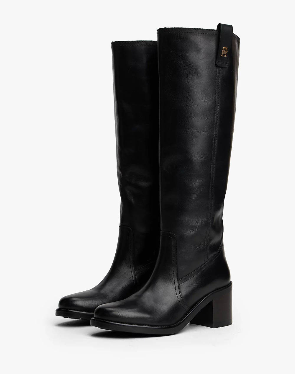 TOMMY HILFIGER RIDING LTHR LONG BOOT BLOCK HEEL