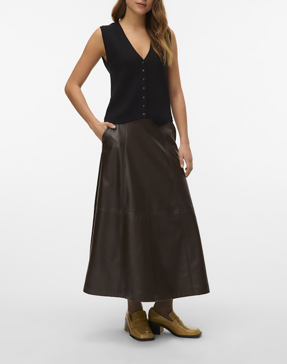 VERO MODA VMOLIVE HW COATED ANKLE SKIRT PRM