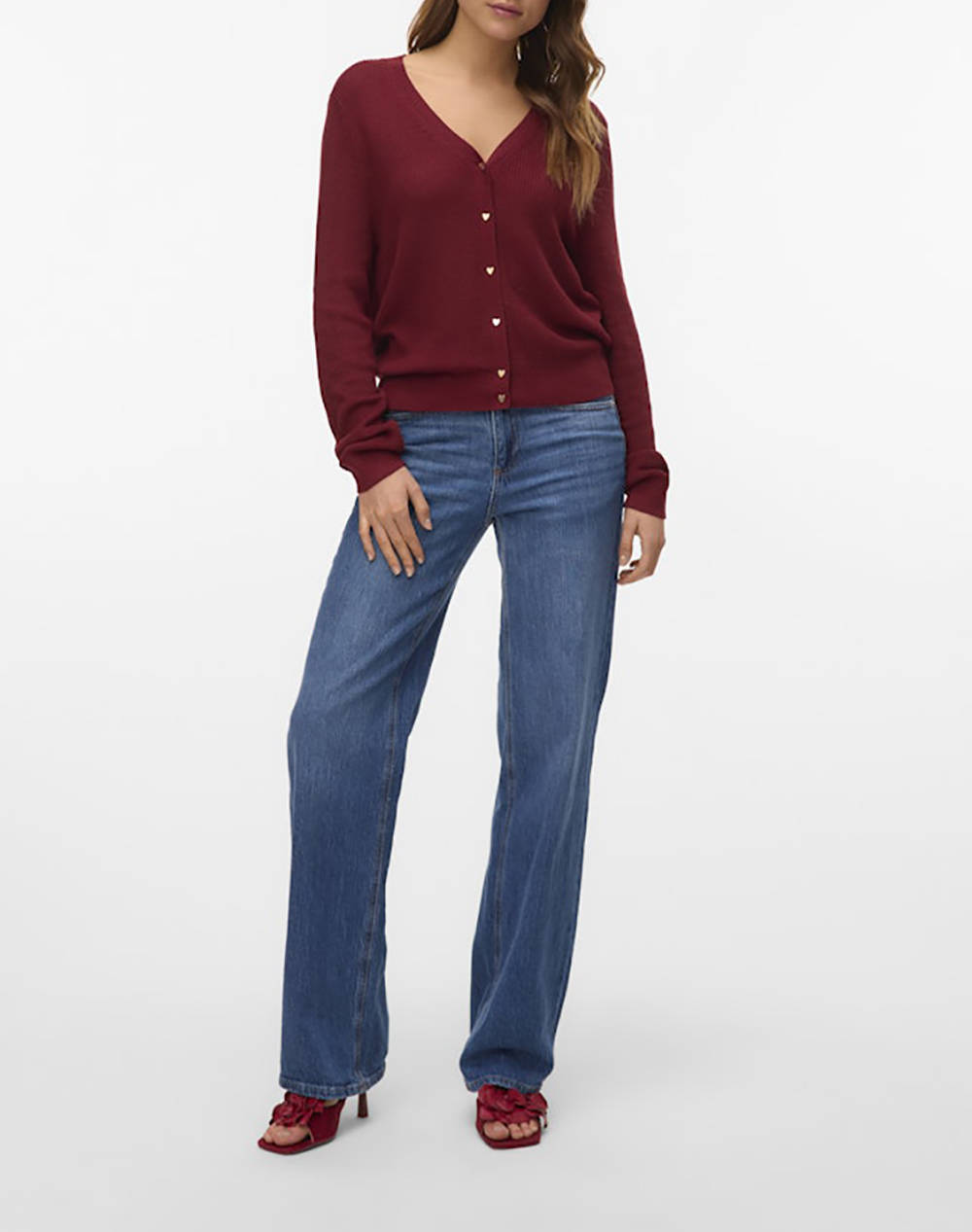 VERO MODA VMNEWLEX LS V-NECK HEART CARDIGAN