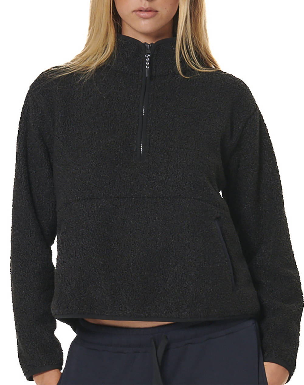 BODY ACTION WOMEN''S OVERSIZE BOUCLE-FLEECE HALF-ZIP