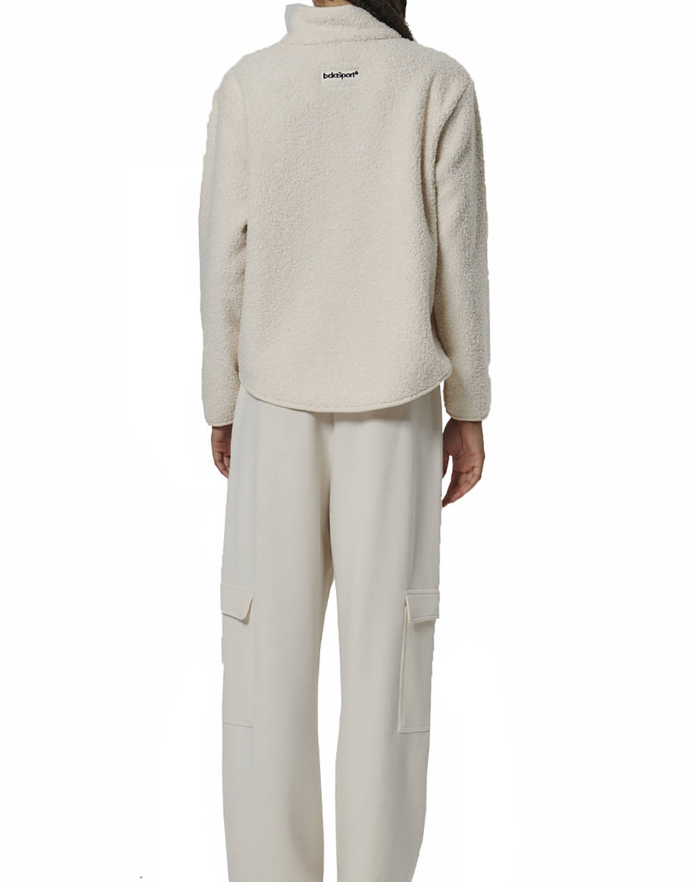 BODY ACTION WOMENS OVERSIZE BOUCLE-FLEECE HALF-ZIP