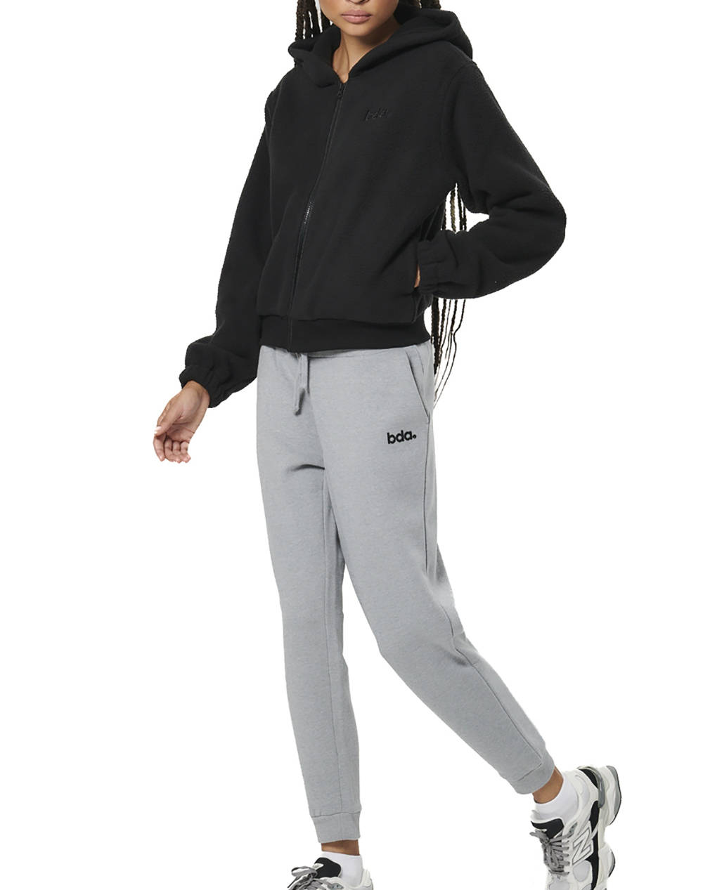 BODY ACTION WOMENS FULL-ZIP SHERPA FLEECE HOODIE