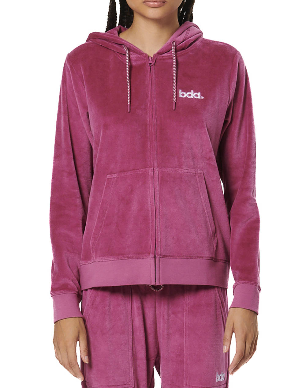 BODY ACTION WOMENS VELOUR HOODIE JACKET