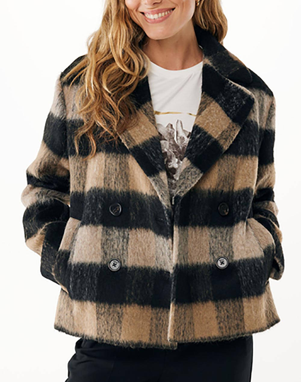 MEXX Checked peacoat