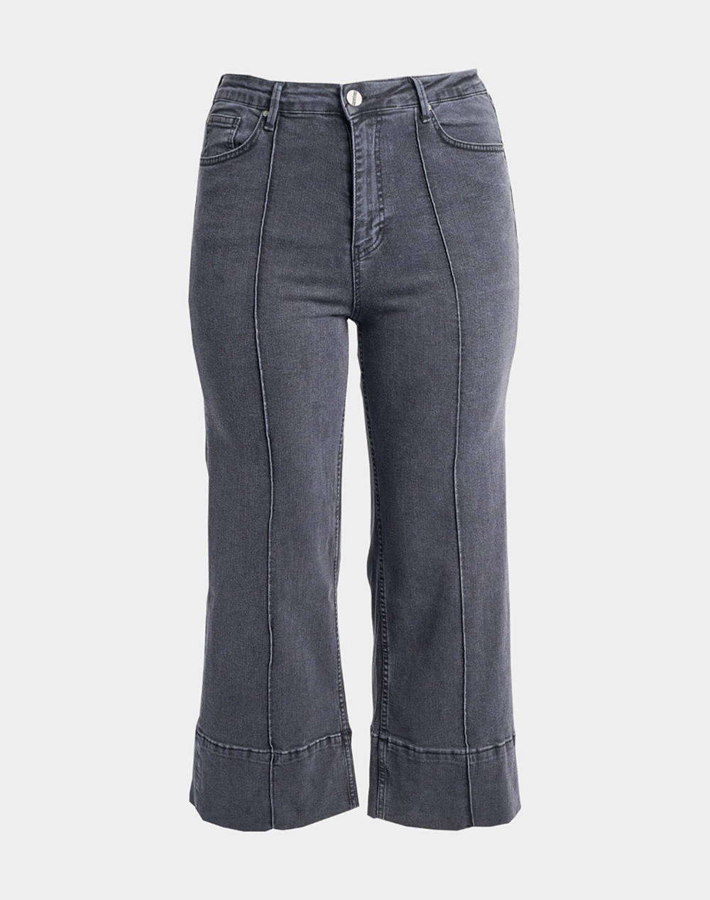PARABITA Blugi cropped, pe croiala wide leg, cu cusaturi