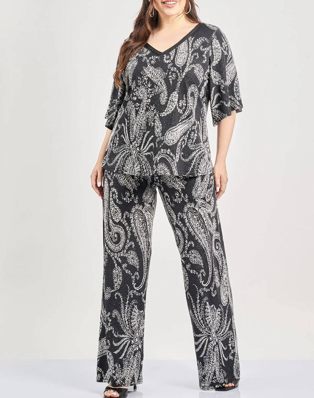 PARABITA Pantalon elastic, imprimat, cu model paisley