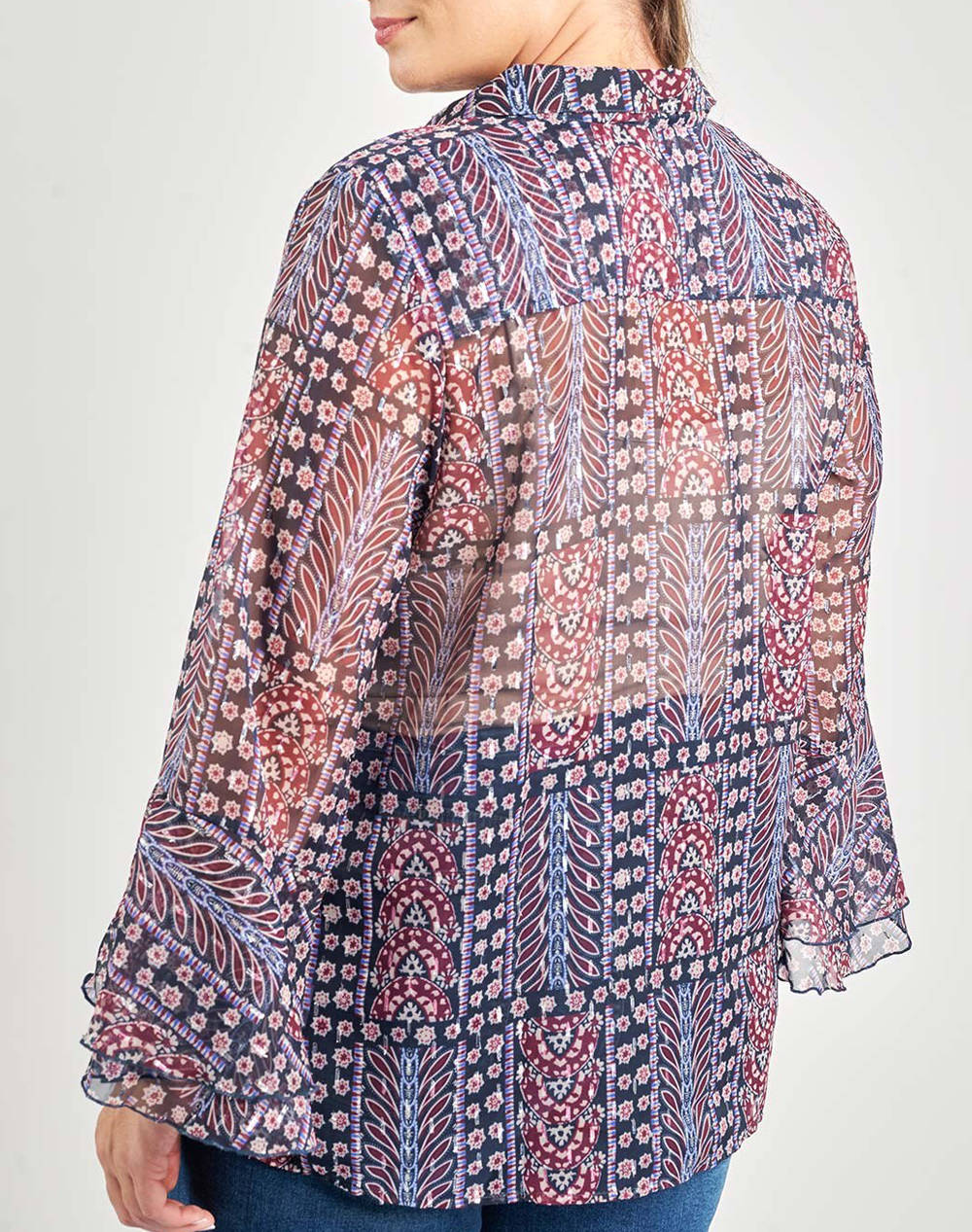 PARABITA Camasa boho din chiffon cu imprimeu