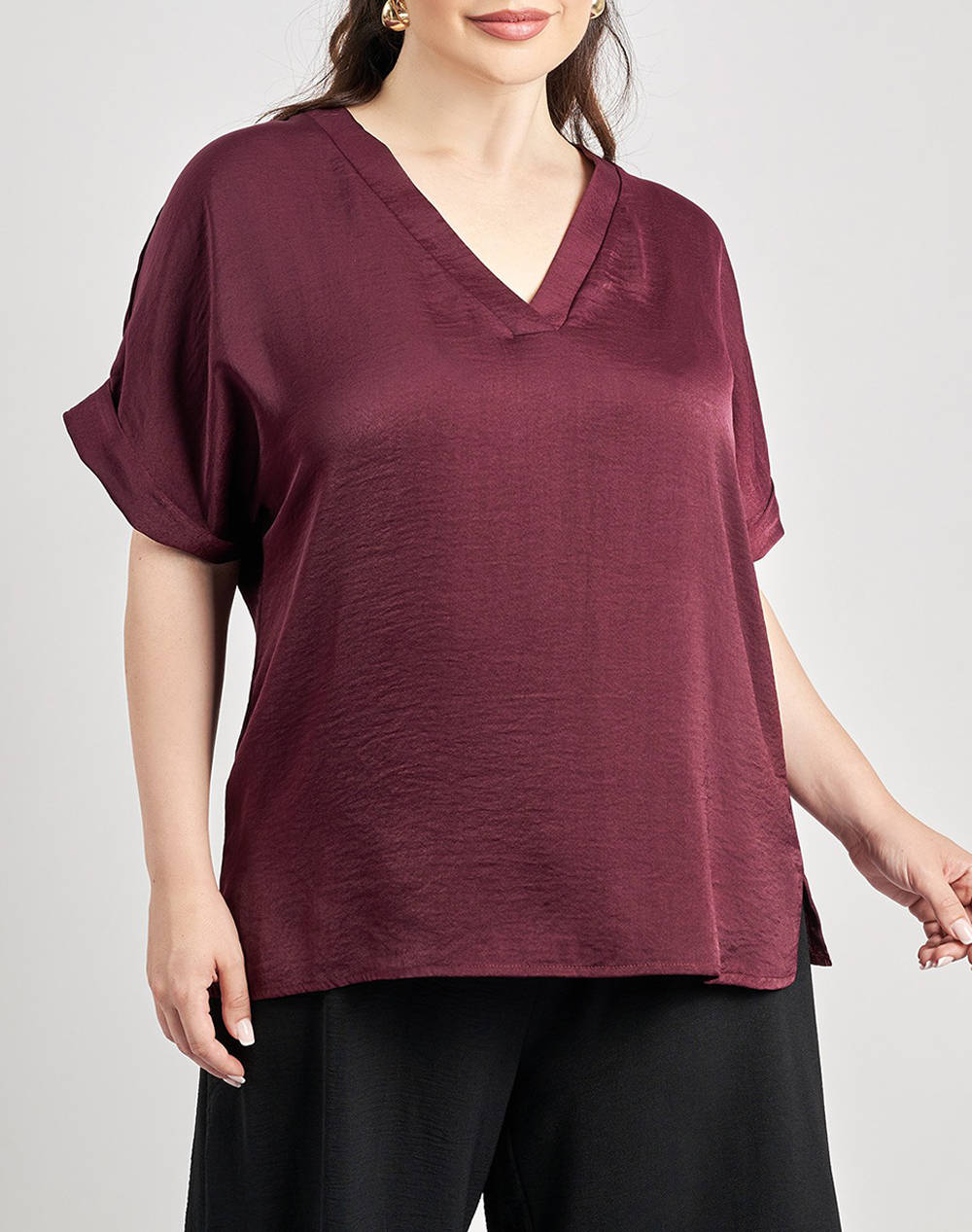 PARABITA Bluza satinatã cu decolteu in V