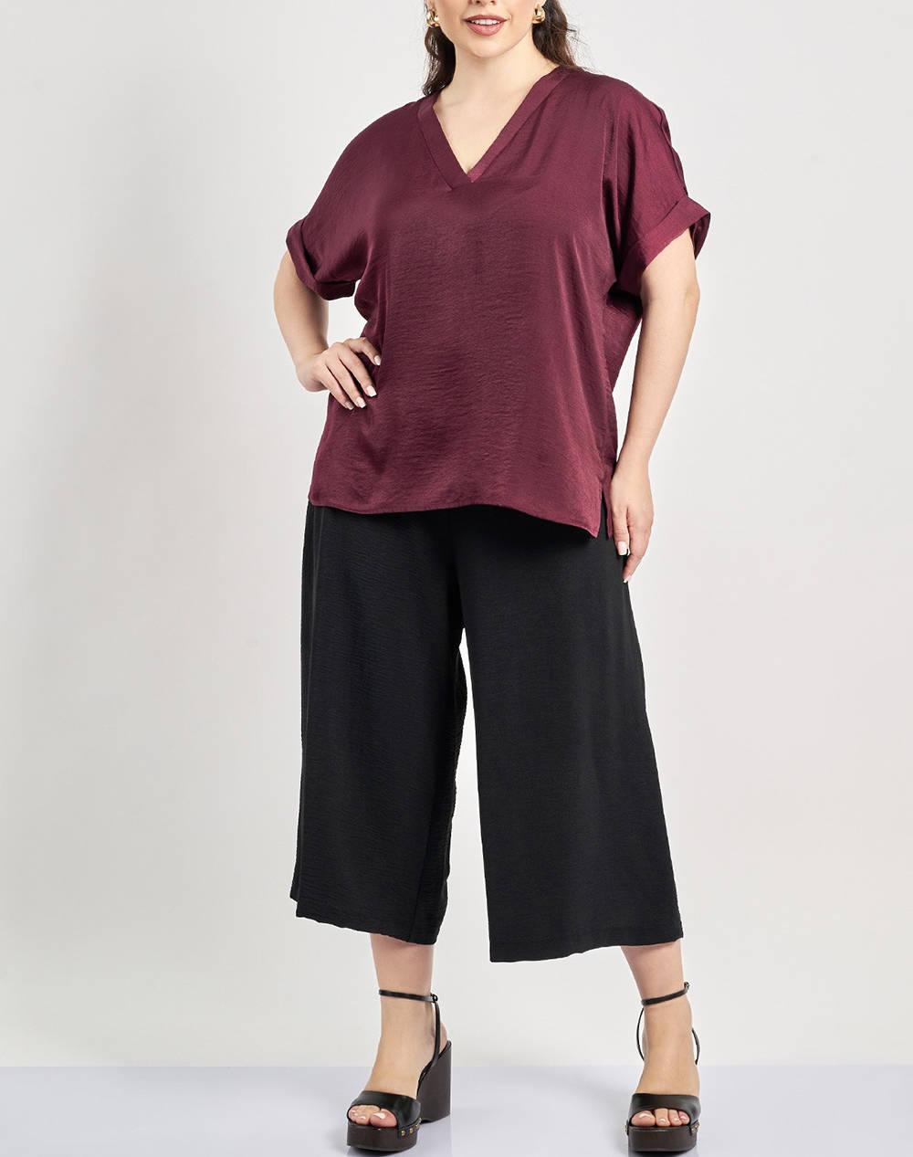PARABITA Bluza satinatã cu decolteu in V