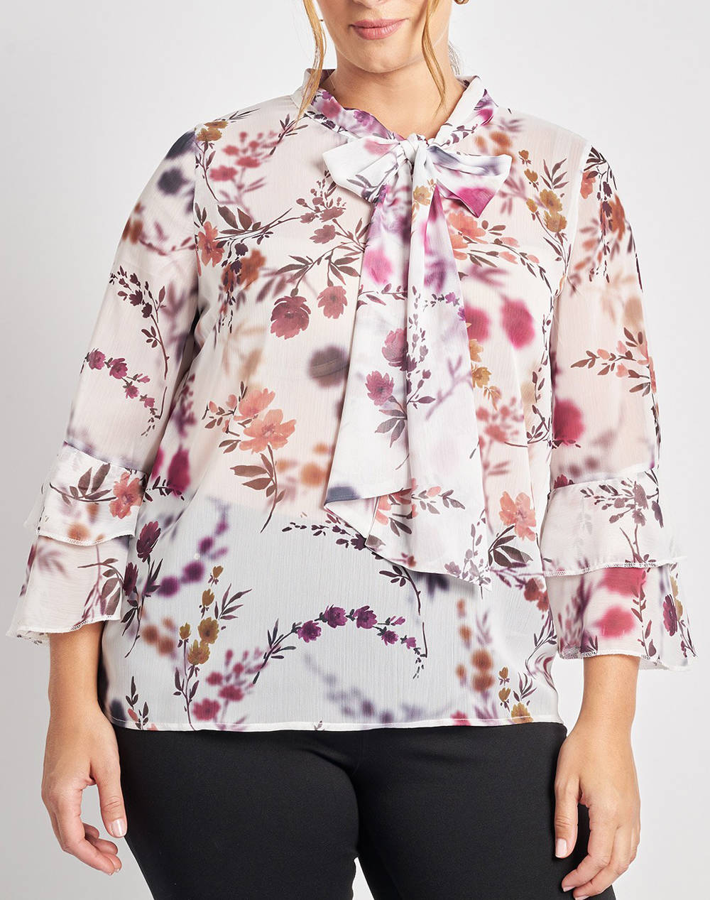 PARABITA Bluza chiffon cu cravata