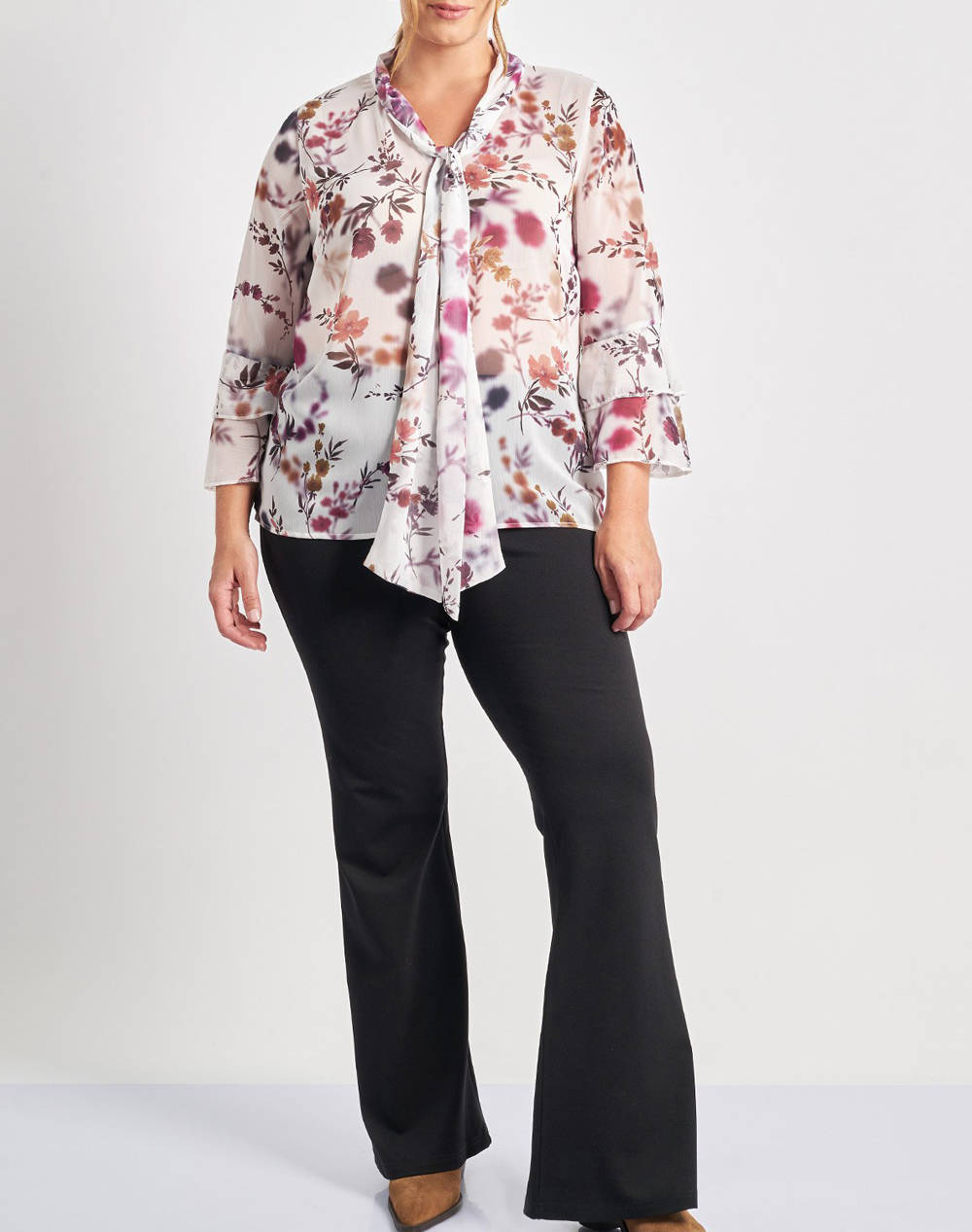 PARABITA Bluza chiffon cu cravata