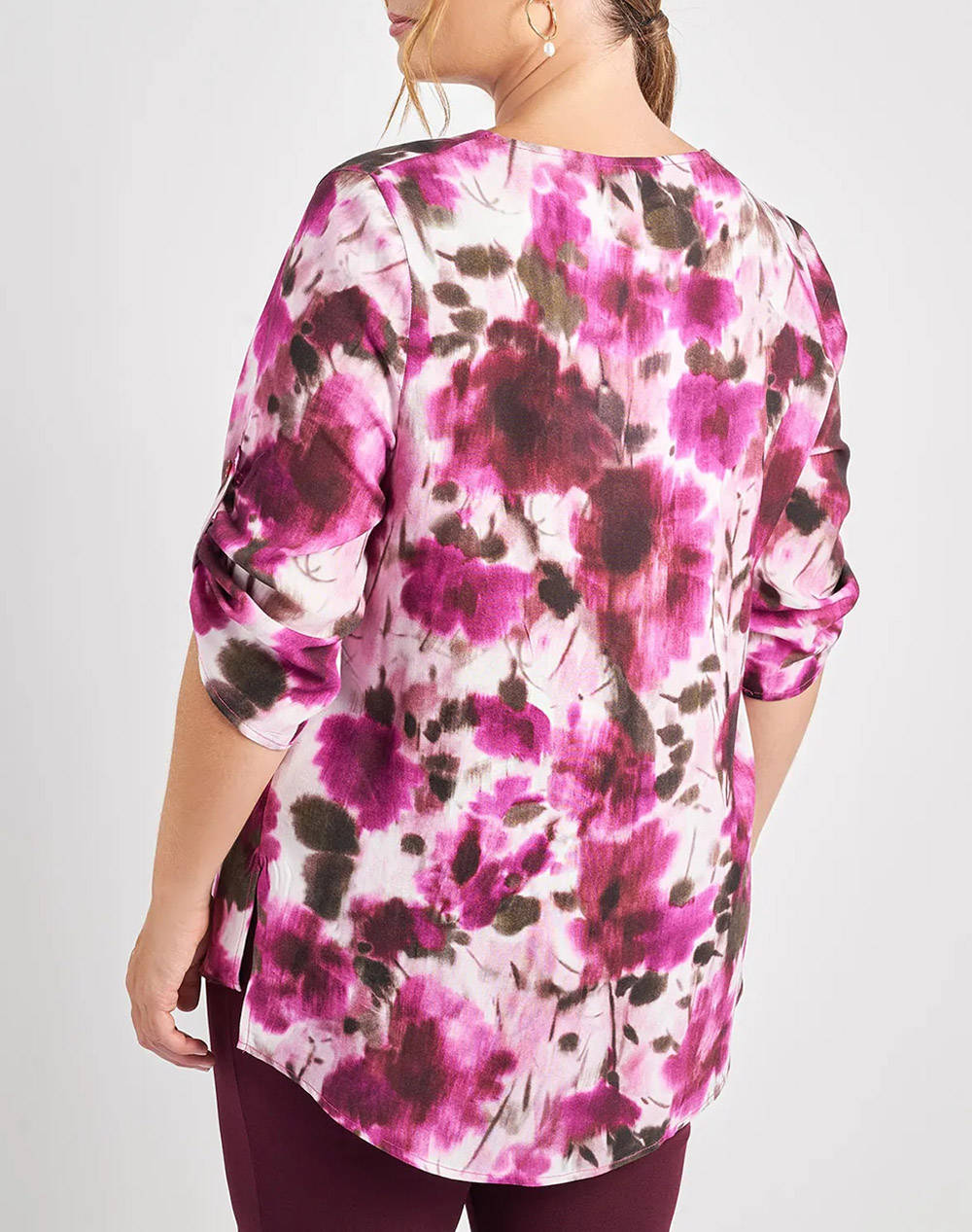 PARABITA Bluza imprimata floral, cu maneci rulate