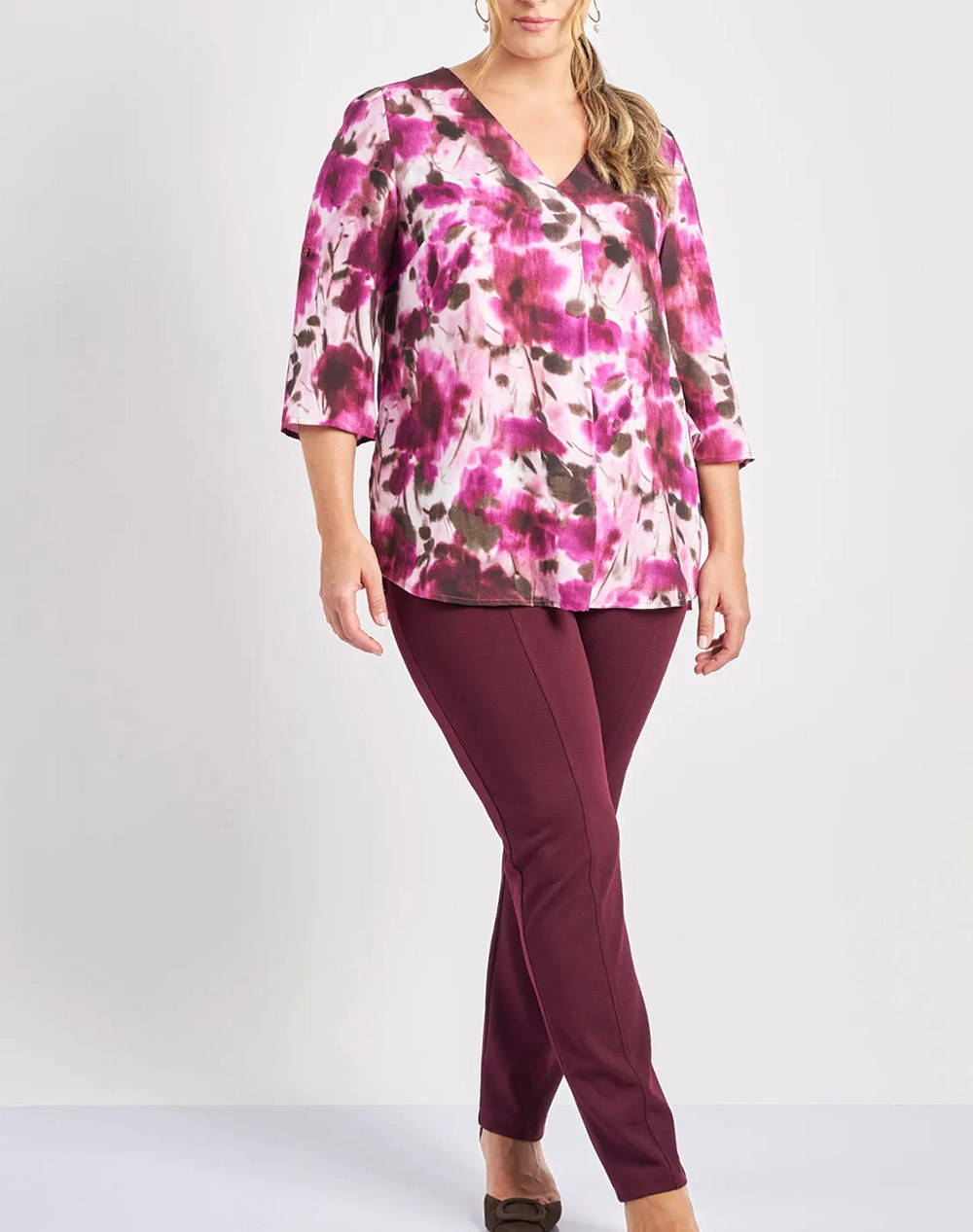 PARABITA Bluza imprimata floral, cu maneci rulate