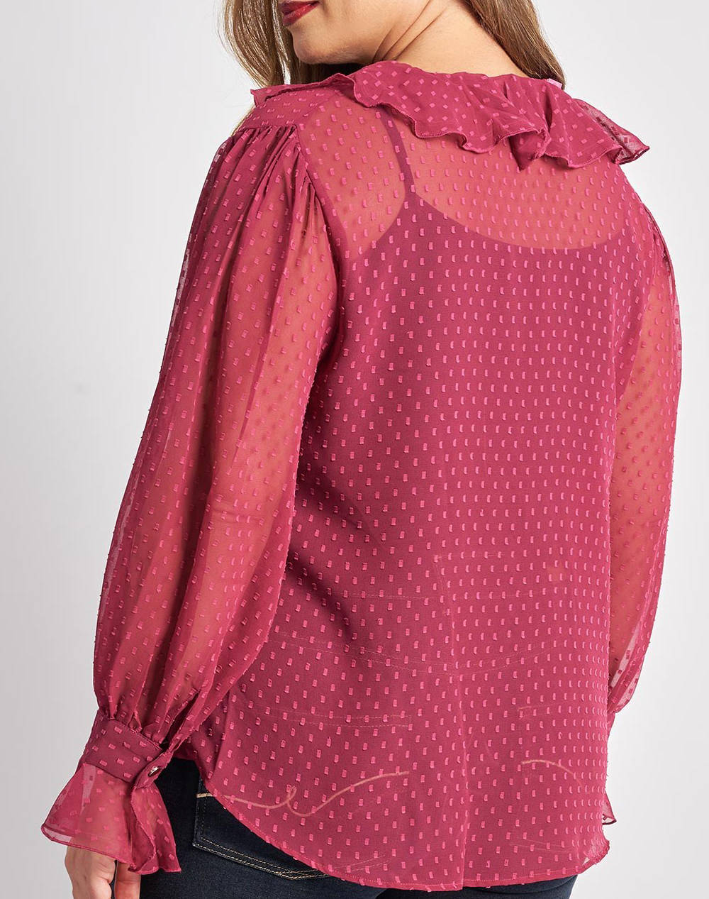 PARABITA Bluza chiffon plumetti cu volane