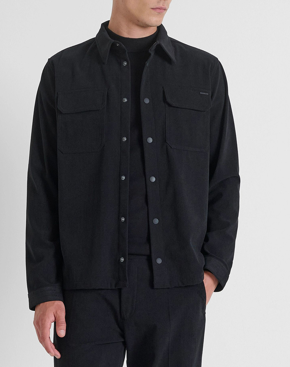 ANTONY MORATO MMSL00765FA300027 MIN OF 6 SHIRT REGULAR FIT IN CORDUROY FABRIC WITH LOGOED METAL BADGE BLUZA DE BARBATI