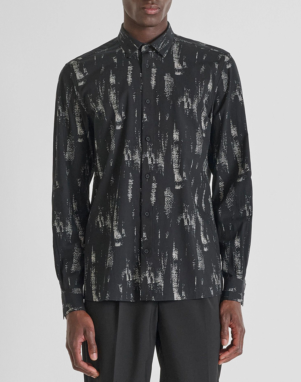 ANTONY MORATO MMSL00614FA430650 MIN OF 6 SHIRT BARCELONA REGULAR STRAIGHT FIT IN PRINTED COTTON VISCOSE BLEND FABRIC WITH LOGOED METAL BADGE BLUZA DE