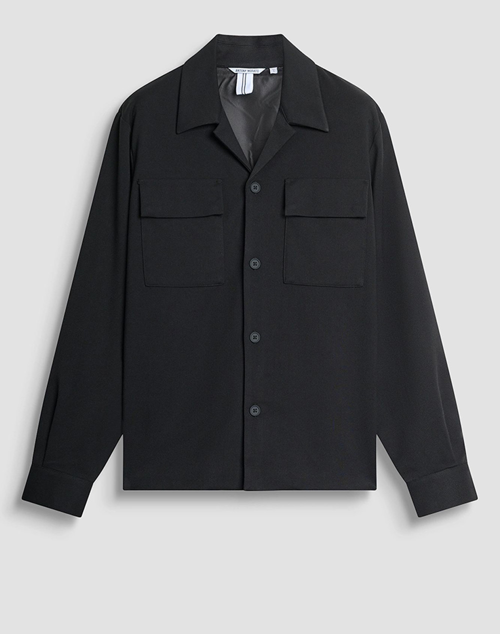 ANTONY MORATO MMSL00776FA600260 MIN OF 6 SHIRT REGULAR FIT IN STRETCH VISCOSE BLEND FABRIC TWILL CONSTRUCTION WITH LOGOED METAL BADGE BLUZA DE BARBATI