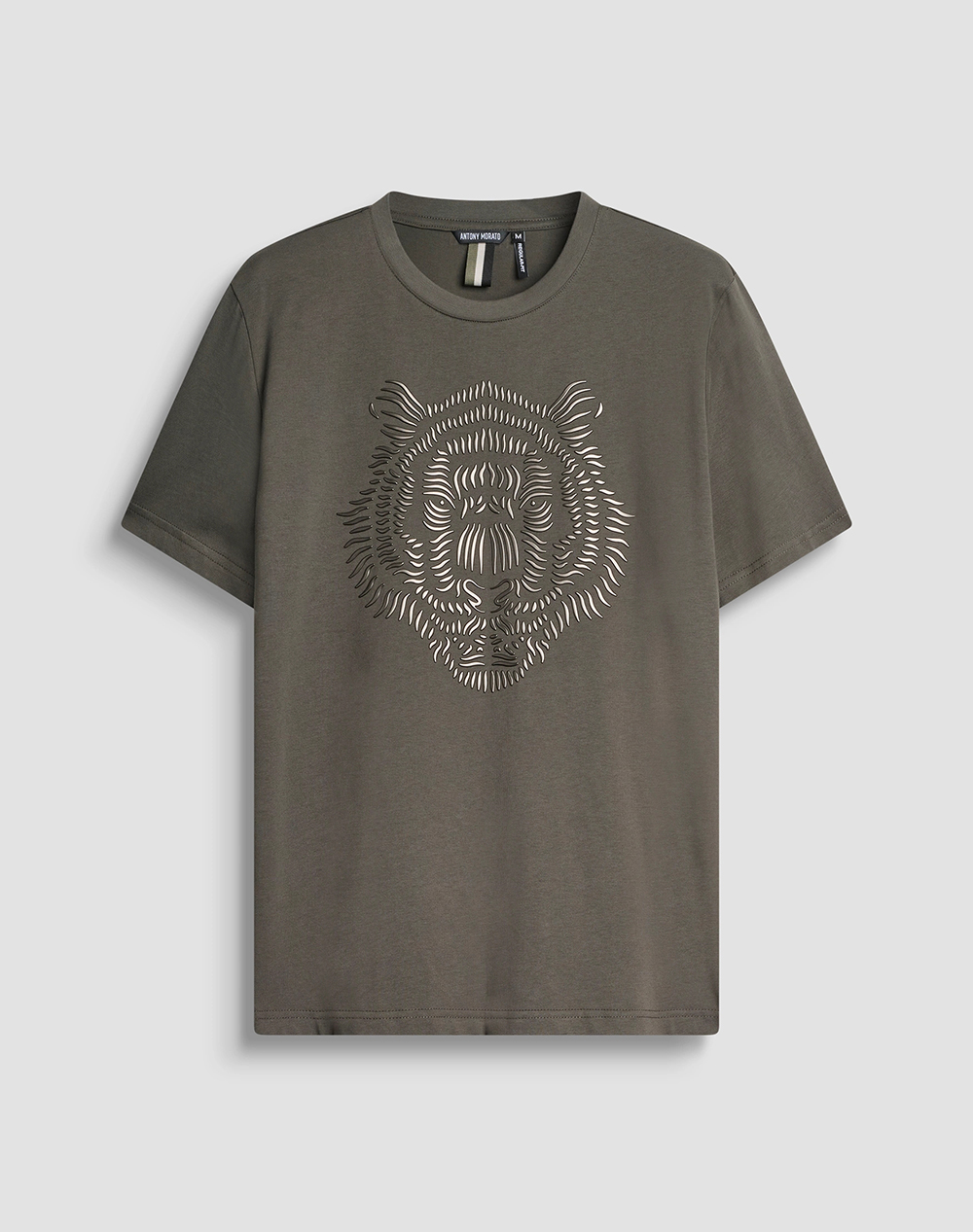ANTONY MORATO MMKS02566FA100240 MIN OF 6 T-SHIRT REGULAR FIT IN JERSEY COTTON FABRIC WITH RUBBER REFLECTIVE TIGER PRINT BLUZA DE BARBATI