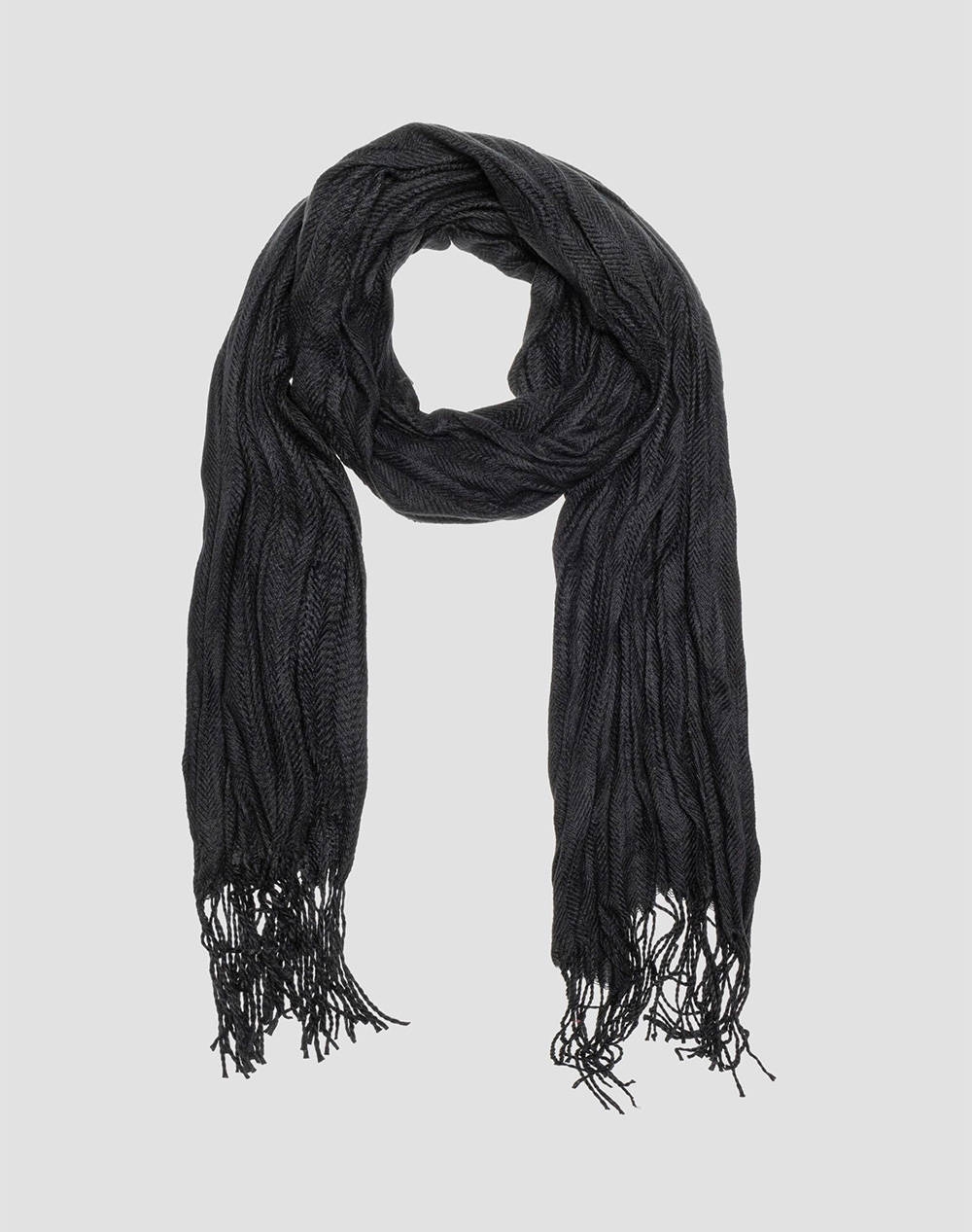 ANTONY MORATO MMSC00376AF040001 MIN OF 6 SCARF WOVEN IN JAQUARD ALL OVER HERRINGBONES MOTIF AND WRINKLED TREATMENT FULAR DE BARBATI