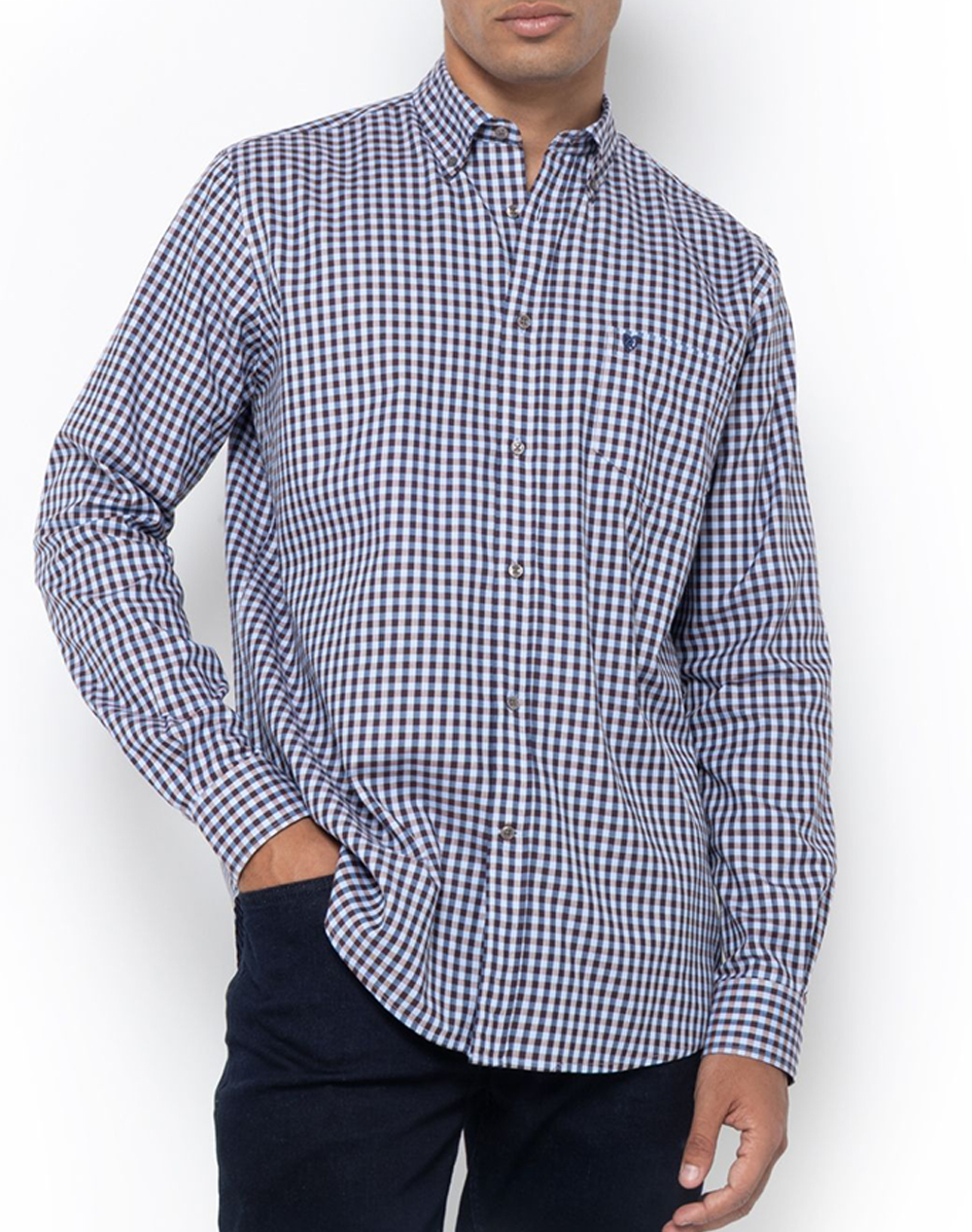 THE BOSTONIANS CAMASA MAVERICK TWILL REGULAR FIT MedCheck TWILL Button-down Regular FIT