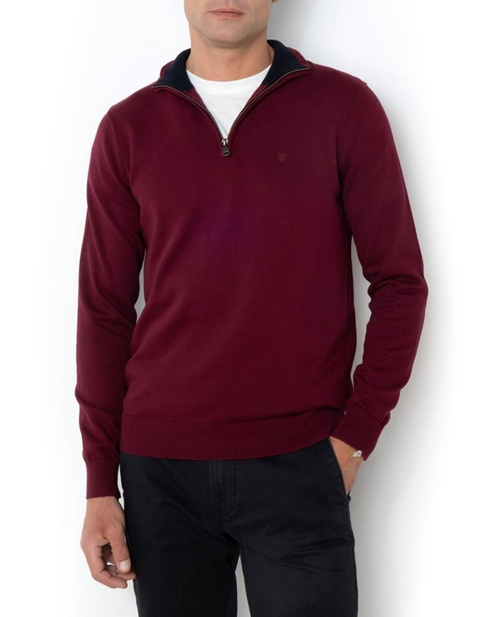 BOSTONIANS Pulover DIN BUMBAC HALF-ZIP REGULAR FIT