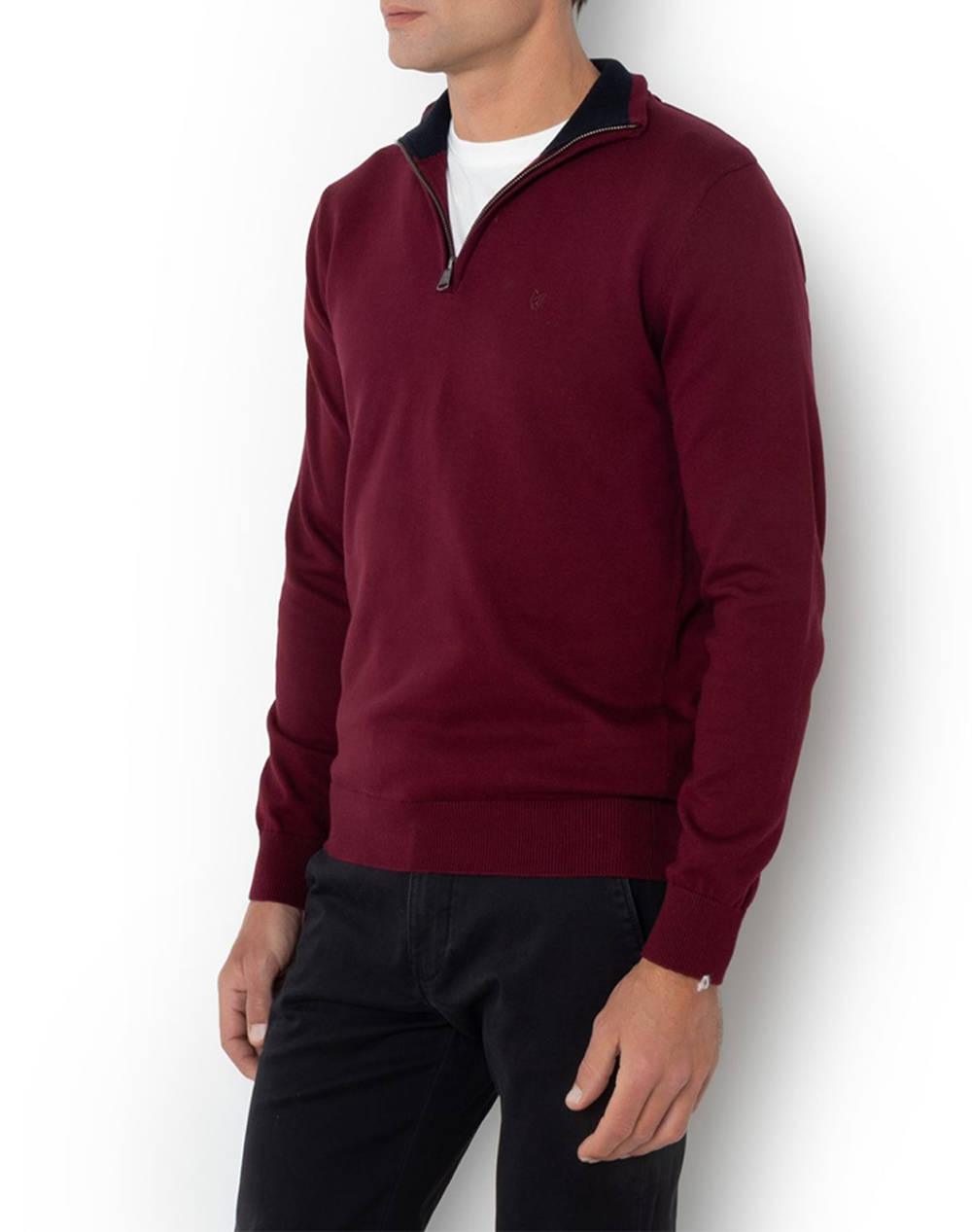 BOSTONIANS Pulover DIN BUMBAC HALF-ZIP REGULAR FIT