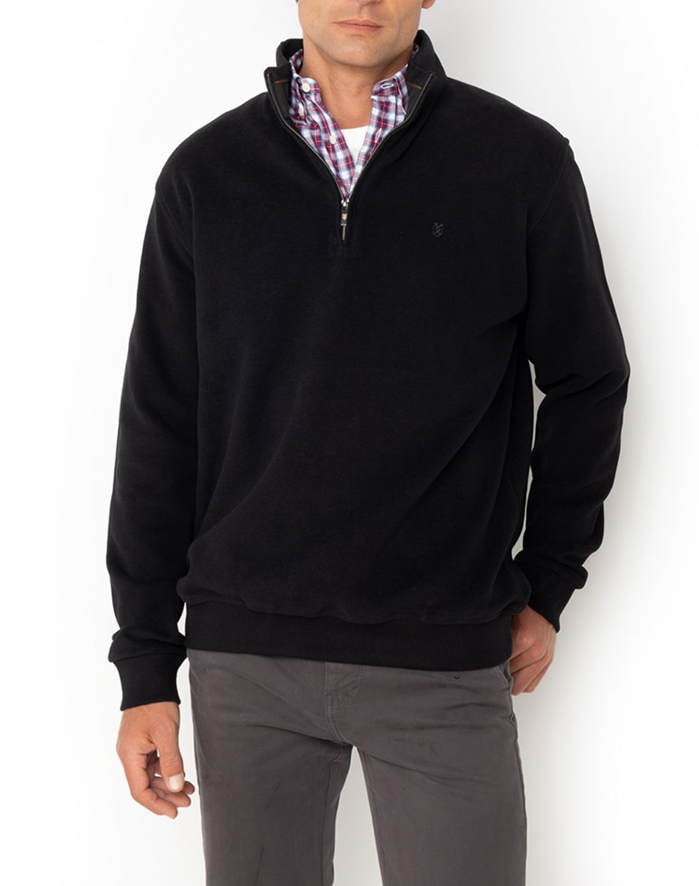 THE BOSTONIANS BLUZA FLEECE DIN BUMBAC HALF ZIP REGULAR FIT
