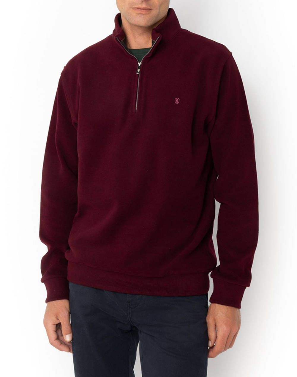 THE BOSTONIANS BLUZA FLEECE DIN BUMBAC HALF ZIP REGULAR FIT