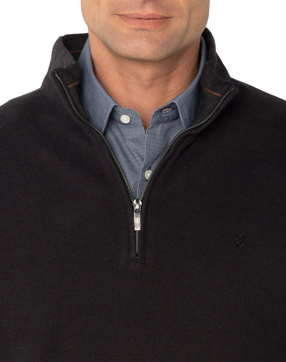 THE BOSTONIANS BLUZA FLEECE DIN BUMBAC HALF ZIP REGULAR FIT