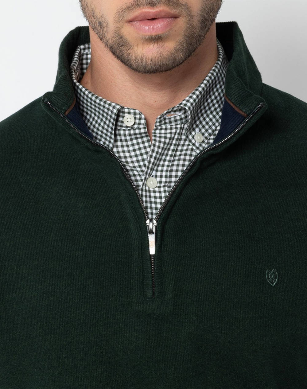 THE BOSTONIANS BLUZA FLEECE DIN BUMBAC HALF ZIP REGULAR FIT