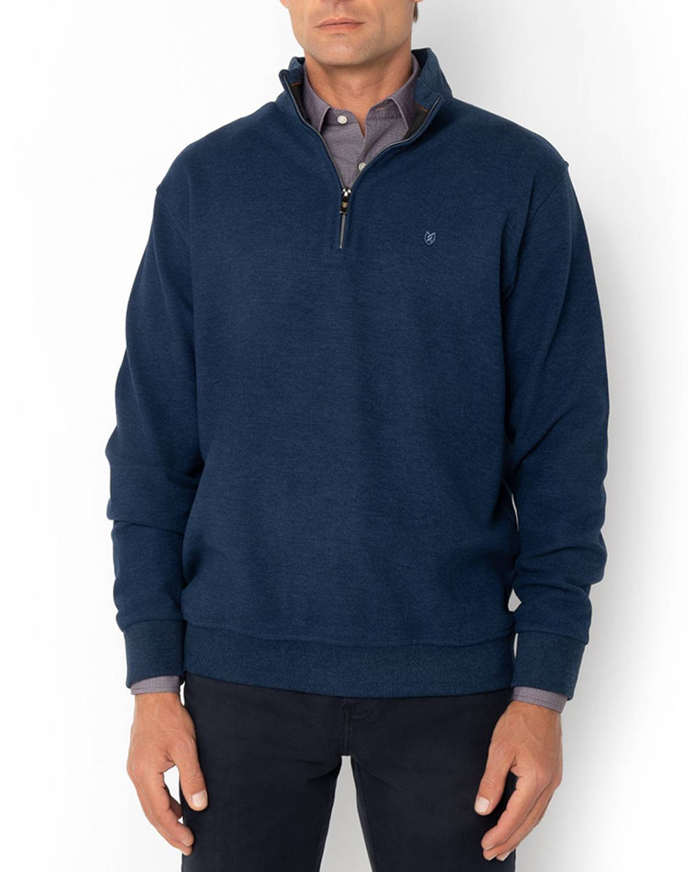 THE BOSTONIANS BLUZA FLEECE DIN BUMBAC HALF ZIP REGULAR FIT
