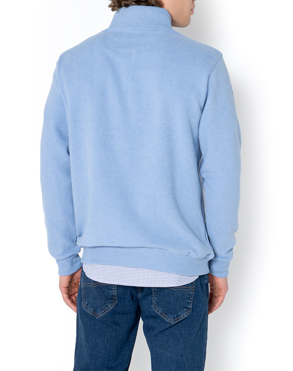 THE BOSTONIANS BLUZA FLEECE DIN BUMBAC HALF ZIP REGULAR FIT