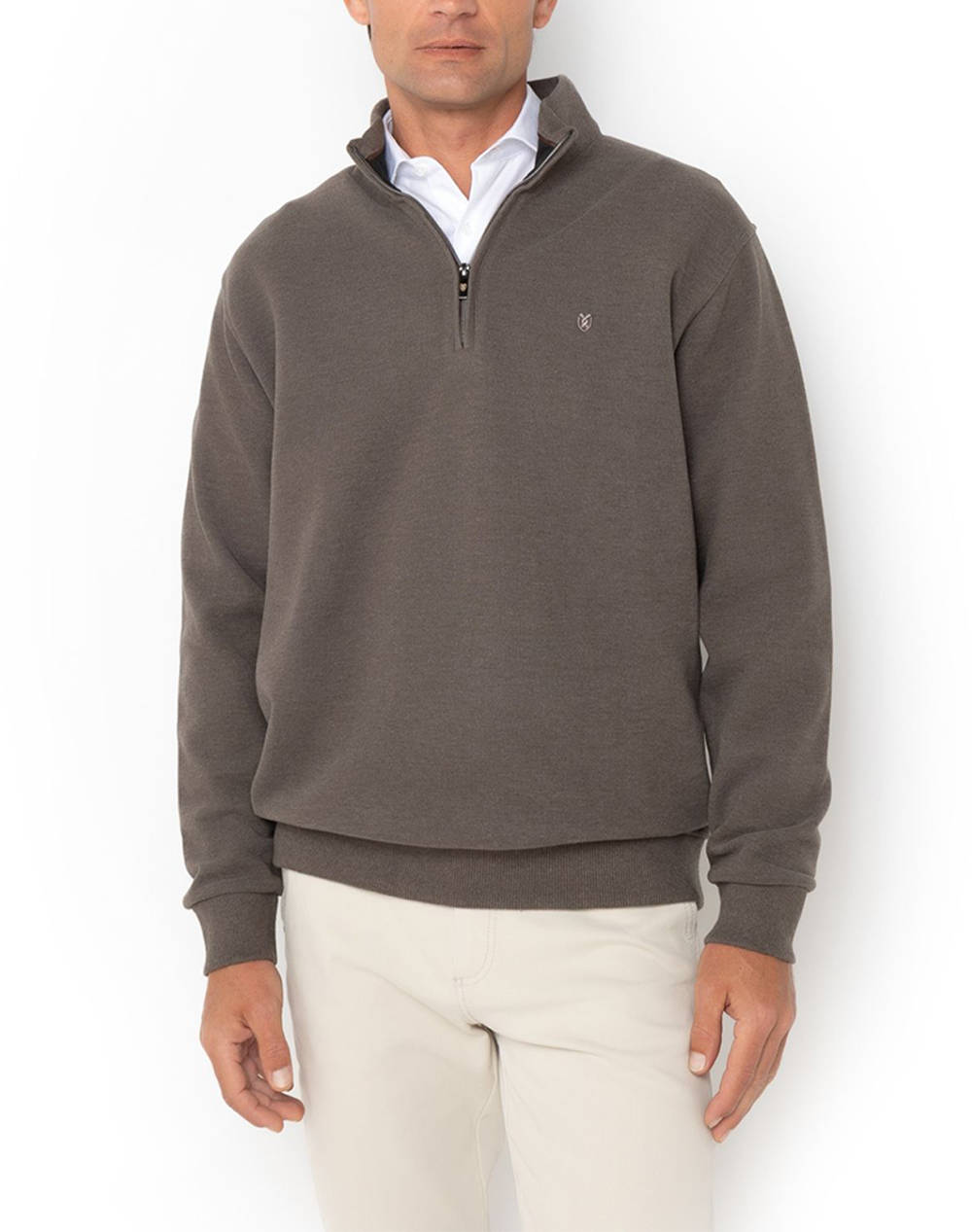 THE BOSTONIANS BLUZA FLEECE DIN BUMBAC HALF ZIP REGULAR FIT