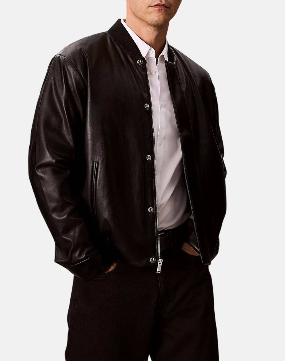CALVIN KLEIN JEANS LS FX LTHR FLLD BMBR