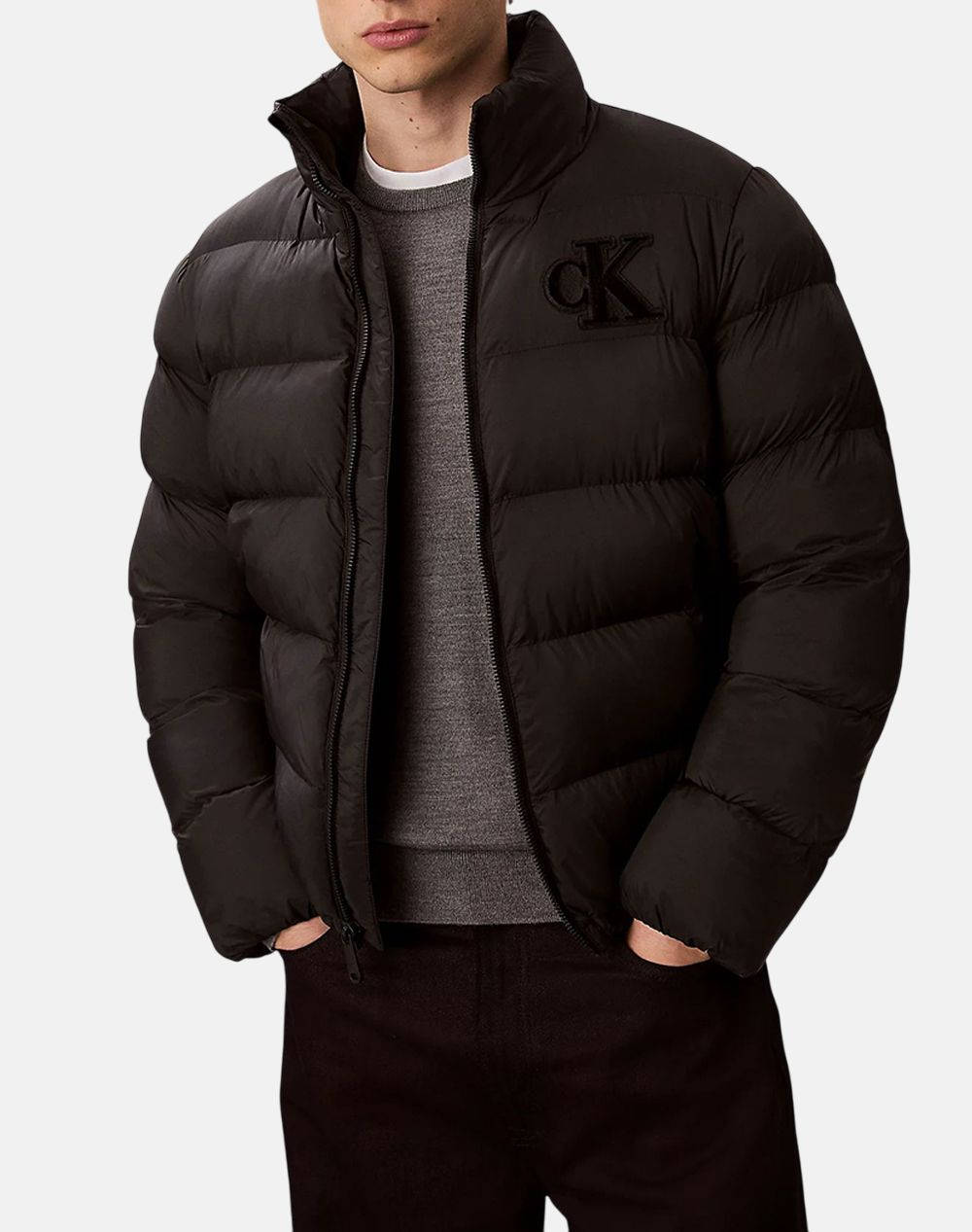 CALVIN KLEIN JEANS LS NYLON MONOGRAM PUFFER JKT