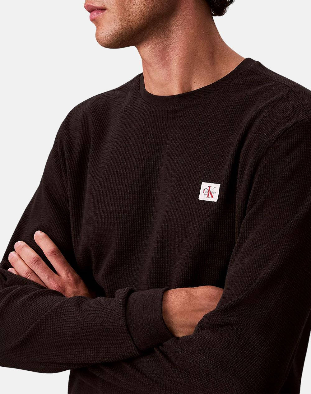 CALVIN KLEIN LS WAFFLE BADGE CREWNK TEE
