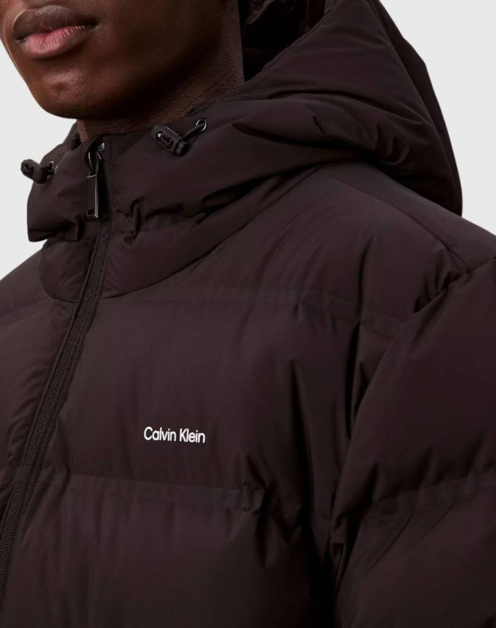 CALVIN KLEIN LS BONDED CHNNLD LONG HOODED PUF