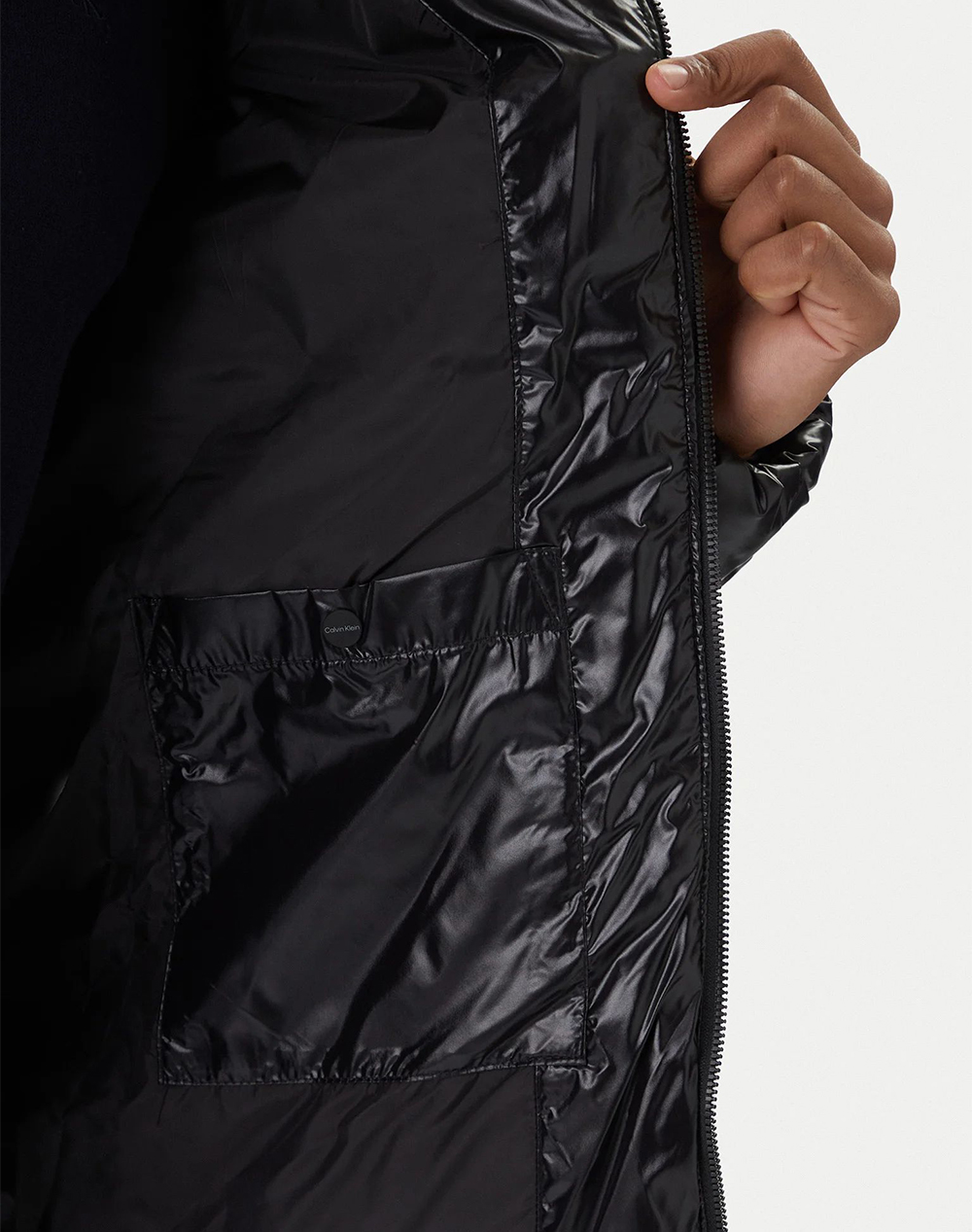 CALVIN KLEIN LS GLOSSY CHANNELED PUFFER JKT