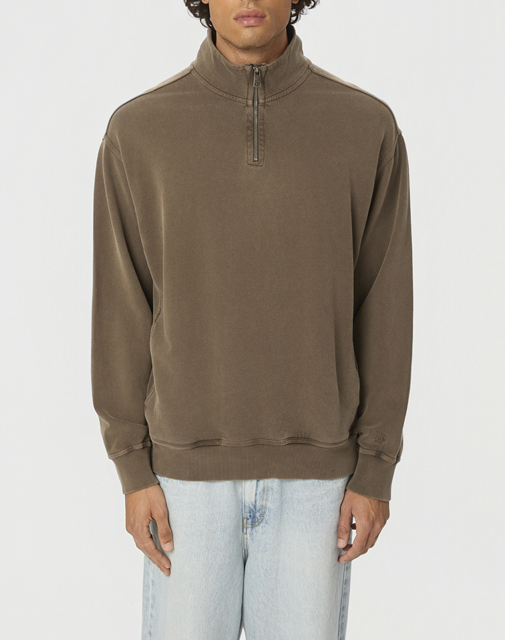 DIRTY LAUNDRY DROPPED SHOULDER HALF-ZIP CREWNECK